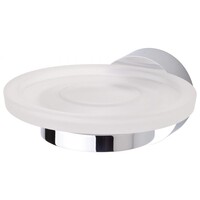Phoenix Tapware Soap Dish White Frosted Glass Chrome Metal Vivid VA895 CHR