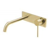 Phoenix Tapware Wall Basin Mixer Bathroom Set 230mm Slimline Curved Vivid Brushed Gold VS7830-12