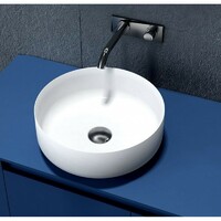 SI Aust Group Solid Surface Basin Marble Stone Above Counter Round Matt White Dahlia SI-M19