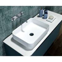 SI Aust Group Solid Surface Basin Marble Stone Above Counter Rectangle Matt White Gemma SI-M17