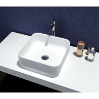 SI Aust Group Solid Surface Basin Marble Stone Above Counter Square Matt White Bliss SI-M18