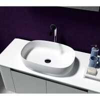 SI Aust Group Solid Surface Basin Marble Stone Above Counter Oval Matt White Lila SI-M20