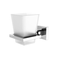 Phoenix Tapware Tumbler & Holder Frosted Glass Metal Chrome Lexi LE50700C