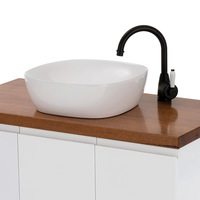 Fienza Basin Mixer Bathroom Gooseneck Tap Matt Black White Ceramic Eleanor 202104BK