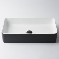 Ostar Bathroom Ceramic Basin 650mm Above Counter White Matte Black WD313