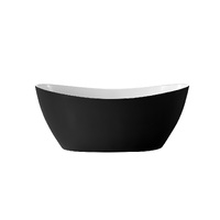 ECT Global Freestanding Bath Tub Acrylic 1700mm Gloss White Matte Black Curo BT 281BK
