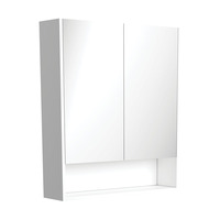 Fienza Satin White 750 Mirror Cabinet with Display Shelf and Soft Close Doors PSC750SMW
