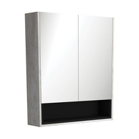 Fienza Industrial 750 Mirror Cabinet with Display Shelf and Satin Black Insert PSC750SXB