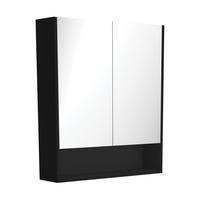 Fienza Satin Black 750 Mirror Cabinet with Display Shelf PSC750SB