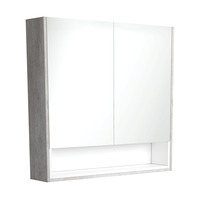Fienza Industrial 900 Mirror Cabinet with Display Shelf and Satin White Insert PSC900SXMW