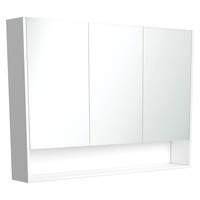 Fienza Satin White 1200 Mirror Cabinet with Display Shelf PSC1200SMW