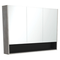 Fienza Industrial 1200 Mirror Cabinet with Display Shelf and Satin Black Insert PSC1200SXB