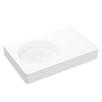 Fienza Encanto 700 Solid Surface Wall Hung Basin No Tap Hole Left Hand Bowl Matte White CSB11-70L-0