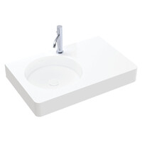 Fienza Encanto 700 Solid Surface Wall Hung Basin One Tap Hole Left Hand Bowl Matte White CSB11-70L