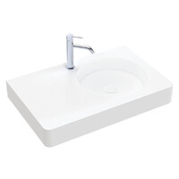 Fienza Encanto 700 Solid Surface Wall Hung Basin One Tap Hole Right Hand Bowl Matte White CSB11-70R