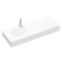 Fienza Encanto 1200 Solid Surface Wall Hung Basin Left Hand Bowl One Tap Hole Matte White CSB11-120L