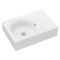 Fienza Reba Wall Hung Basin Left Hand Bowl No Tap Hole 600mm x 425mm White RB039L