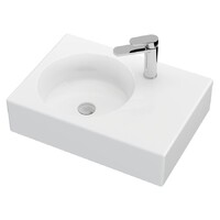 Fienza Reba Wall Hung Basin Left Hand Bowl One Tap Hole 600mm x 425mm White RB039L-1