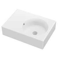 Fienza Reba Wall Hung Basin Right Hand Bowl No Tap Hole 600mm x 425mm White RB039R