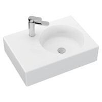 Fienza Reba Wall Hung Basin Right Hand Bowl One Tap Hole 600mm x 425mm White RB039R-1
