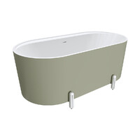 Fienza Aluca Freestanding Bath 1500mm Chrome Legs w Overflow Matte Olive FR88-1500G-C-OF