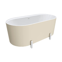 Fienza Aluca Freestanding Bath 1500mm Chrome Legs w Overflow Matte Khaki FR88-1500K-C-OF