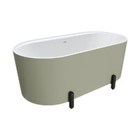 Fienza Aluca Freestanding Bath 1500mm Matte Black Legs w Overflow Matte Olive FR88-1500G-B-OF