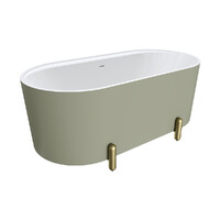 Fienza Aluca Freestanding Bath 1500mm Urban Brass Legs w Overflow Matte Olive FR88-1500G-UB-OF