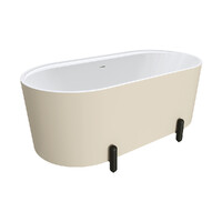 Fienza Aluca Freestanding Bath 1500mm Matte Black Legs w Overflow Matte Khaki FR88-1500K-B-OF