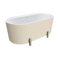 Fienza Aluca Freestanding Bath 1500mm Brushed Nickel w Overflow Matte Khaki FR88-1500K-BN-OF