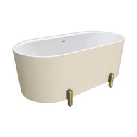 Fienza Aluca Freestanding Bath 1500mm Urban Brass w Overflow Matte Khaki FR88-1500K-UB-OF