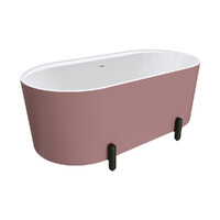 Fienza Aluca Freestanding Bath 1500mm Matte Black Legs w Overflow Matte Rouge FR88-1500R-B-OF