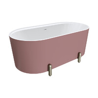 Fienza Aluca Freestanding Bath 1500mm Brushed Nickel Legs w Overflow Matte Rouge FR88-1500R-BN-OF