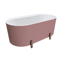 Fienza Aluca Freestanding Bath 1500mm Urban Brass Legs w Overflow Matte Rouge FR88-1500R-UB-OF