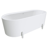 Fienza Aluca Freestanding Bath 1700mm Chrome Legs w Overflow Matte White FR88-1700W-C-OF