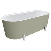 Fienza Aluca Freestanding Bath 1700mm Chrome Legs w Overflow Matte Olive FR88-1700G-C-OF