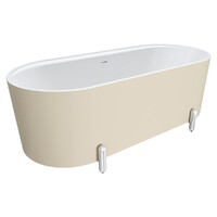 Fienza Aluca Freestanding Bath 1700mm Chrome Legs w Overflow Matte Khaki FR88-1700K-C-OF