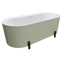 Fienza Aluca Freestanding Bath 1700mm Matte Black Legs w Overflow Matte Olive FR88-1700G-B-OF