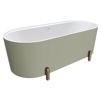 Fienza Aluca Freestanding Bath 1700mm Brushed Copper Legs w Overflow Matte Olive FR88-1700G-CO-OF