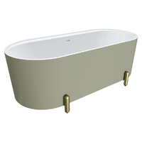 Fienza Aluca Freestanding Bath 1700mm Urban Brass Legs w Overflow Matte Olive FR88-1700G-UB-OF