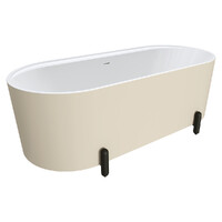 Fienza Aluca Freestanding Bath 1700mm Matte Black Legs w Overflow Matte Khaki FR88-1700K-B-OF