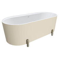 Fienza Aluca Freestanding Bath 1700mm Brushed Nickel Legs w Overflow Matte Khaki FR88-1700K-BN-OF