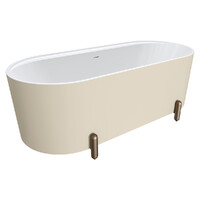 Fienza Aluca Freestanding Bath 1700mm Brushed Copper Legs w Overflow Matte Khaki FR88-1700K-CO-OF
