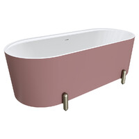 Fienza Aluca Freestanding Bath 1700mm Brushed Nickel Legs w Overflow Matte Rouge FR88-1700R-BN-OF