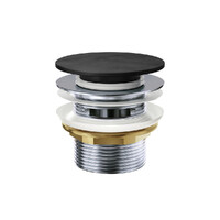 Fienza Universal Pull-Out/Pop-Up Brass Cap Bath Waste with Overflow Matte Black WAS78B