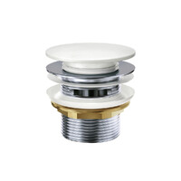 Fienza Universal Pull-Out/Pop-Up Brass Cap Bath Waste with Overflow Matte White WAS78W