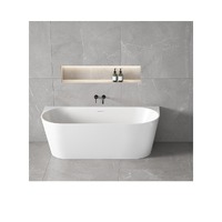 Oceano 1400 x 700 Back to Wall Centre Bath Tub With Overflow Acrylic ECO ECF1470BTW