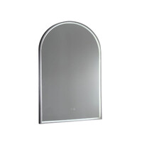 Remer Great Arch LED Bathroom Mirror w Demister 700mm x 1000mm Georgian Metal GAR70D-GM