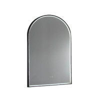 Remer Great Arch LED Bathroom Mirror w Demister 700mm x 1000mm Manhattan Black GAR70D-MB
