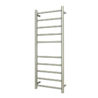 Radiant Heated Towel Ladder Round 10 Bar Electronic Clothes Towel Warmer 430 x 1100mm Cool Brushed Nickel CBN-RTR430